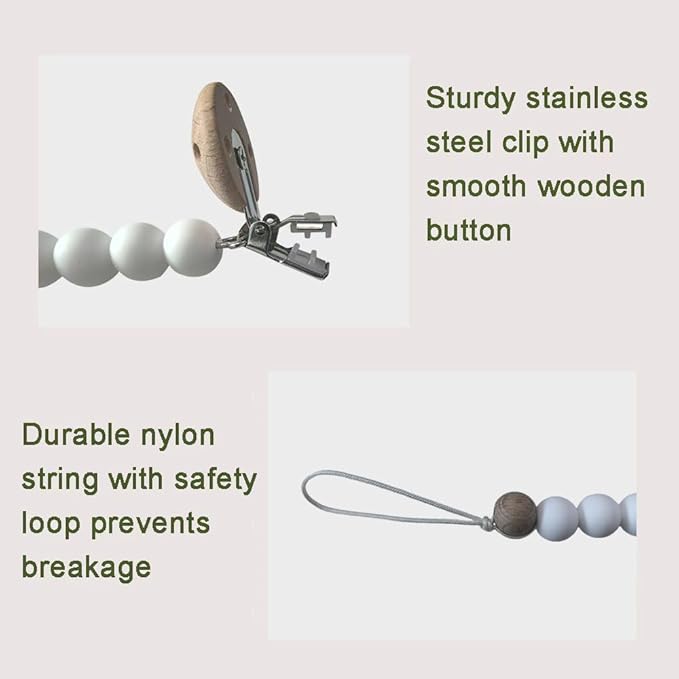 Silicone Pacifier Clips for Baby, Paci Holders Binky Clips, 2 Pack (Muted+Apricot)