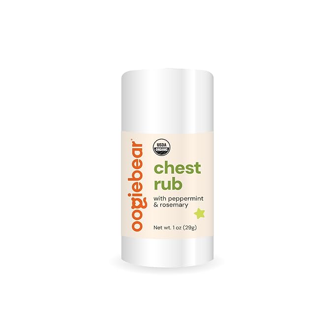 oogiebear Kids Chest Rub, USDA Organic Soothing Peppermint & Rosemary for Breathing Relief and Comfort, Petroleum Free, 30+ Months, 1.0 Oz Balm