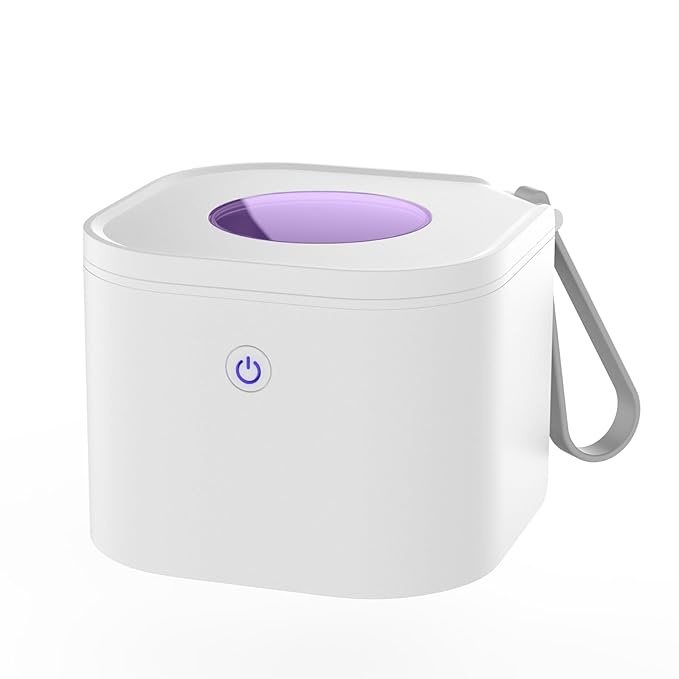 Portable Pacifier Sanitizer, UV Light Sanitizer Box, 99.99% Cleaned in 3 Minutes, 90 Disinfection Cycles, USB Rechargeable, Baby Pacifier Sanitizer On the Go (Square White)