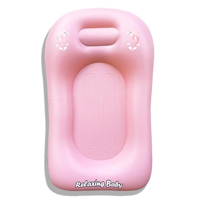 | Inflatable Baby Bathtub,Newborn Bathtub Seat for Infant,Non-Slip Baby Pool for Sitting up,Foldable Toddler Tub Shower,Portable Travel Bath for Kids 0-6 Year (B1019P, Animal Print)