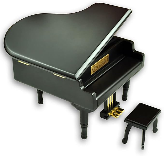 BinkeGG Play (Waltz of The Flowers) Black Wooden Grand Piano Wind up Music Box with Sankyo Musical Movement (65 Tunes Option)