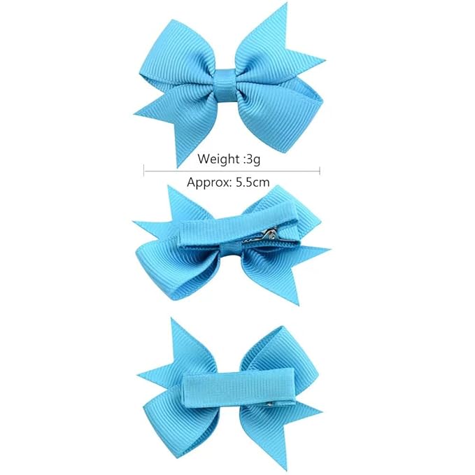 Baby Hair Bows Clips Fully Lined Grosgrain Boutique Solid Ribbon Mini Bows for Girls Teens Infants Kids Toddlers Newborn 2pcs Colors in Pairs (yellow.)