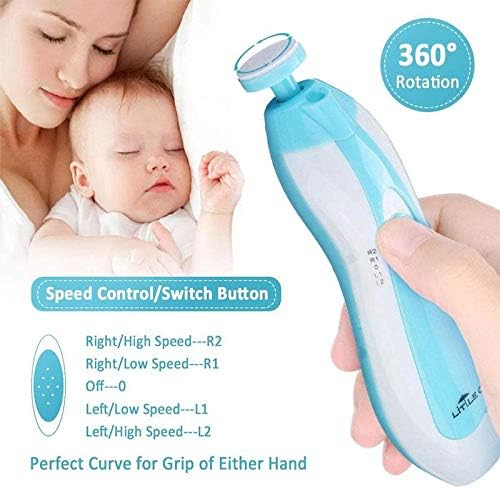 Baby Electric Nail File, 8 in 1 Safe Baby Nail Trimmer, Baby Nail Clippers with 6 Grinding Heads and Light, Baby Nail Care Kit for All Ages