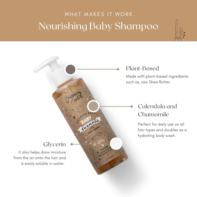 Cristina's Curls Nourishing Baby Wash Day Hair Bundle – Gentle Shampoo + Lightweight Scalp Oil