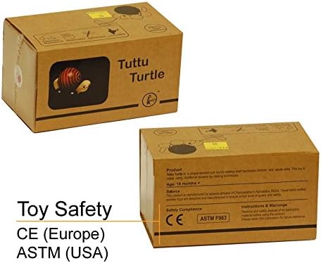 Maya Organic Handmade Wooden Pull Toy with Rotating Ball Made Using Natural Colors for Toddlers 18 Months Old and up, Helps in Early Education and Development | Tuttu Turtle (RED)
