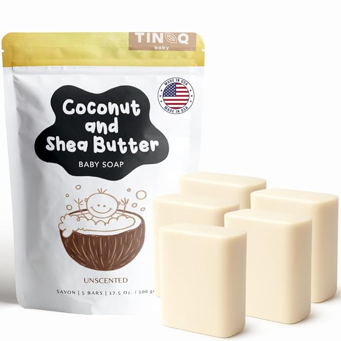 Fragrance Free Baby Bar Soap for Sensitive Skin | Unscented Natural soap bar for toddlers kids adults with gentle skin | Organic ING | Made in USA | 5 Bars (3.5 oz Each)