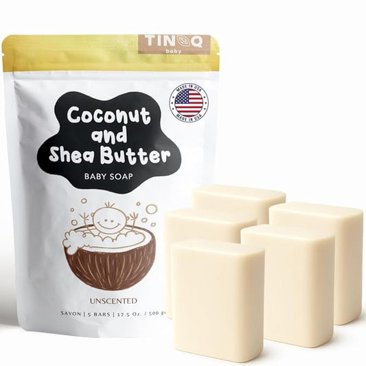 Fragrance Free Baby Bar Soap for Sensitive Skin | Unscented Natural soap bar for toddlers kids adults with gentle skin | Organic ING | Made in USA | 5 Bars (3.5 oz Each)