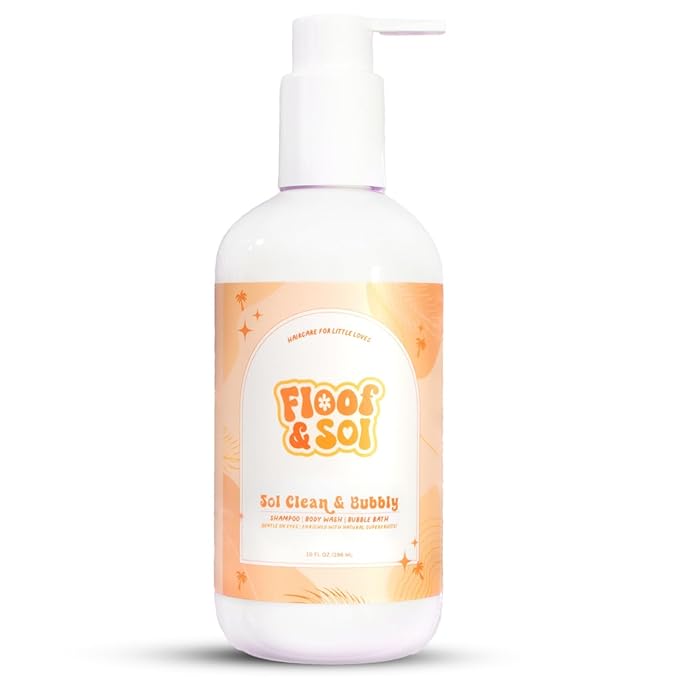 floof & sol Sol Clean & Bubbly Baby Shampoo and Body Wash 10 oz – Tear-Free Head-to-Toe Cleanser for Newborns, Kids & Toddlers with Avocado Oil & Superfruit Extracts