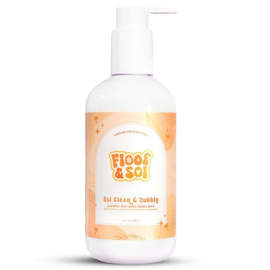 floof & sol Sol Clean & Bubbly Baby Shampoo and Body Wash 10 oz – Tear-Free Head-to-Toe Cleanser for Newborns, Kids & Toddlers with Avocado Oil & Superfruit Extracts