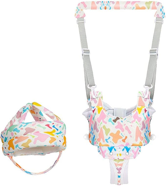 Eforcase Baby Walking Harness, Handheld Kids Walker Helper Walker Harness Assistant Belt with Baby Helmet for Crawling Walking Baby Head Protector for Baby Kids