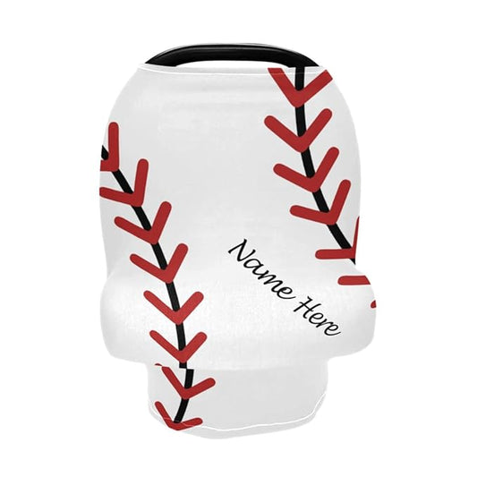 Personalized Baseball Baby Car Seat Covers for Boys, Custom Carseat Canopy with Name, Multiuse Nursing Cover Breastfeeding Scarf, Infant Stroller Cover, Gift for Newborn New Mom Babies