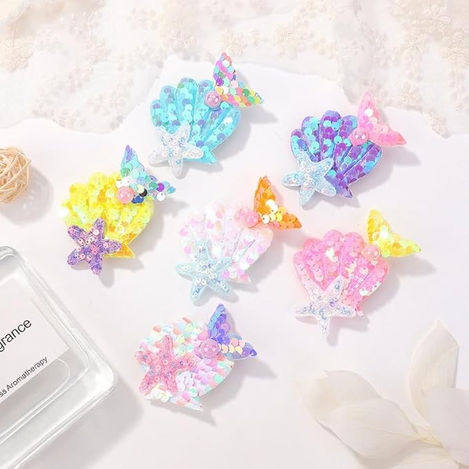 Enchanting Mermaid-Shaped Sequin Hair Clips for Kids - 6 Color Options! (light pink)