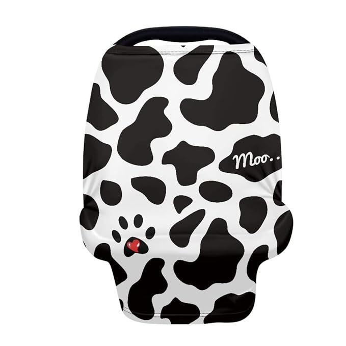 JEOCODY Paws and Cow Print Carseat Canopy Mother Nursing Cover Women Breastfeeding Canopy Scarf Privacy Protection for Outdoor Shopping Car Accessories