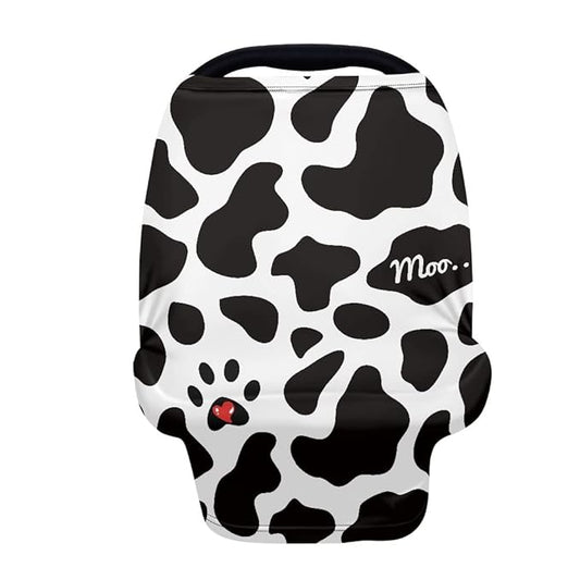 JEOCODY Paws and Cow Print Carseat Canopy Mother Nursing Cover Women Breastfeeding Canopy Scarf Privacy Protection for Outdoor Shopping Car Accessories