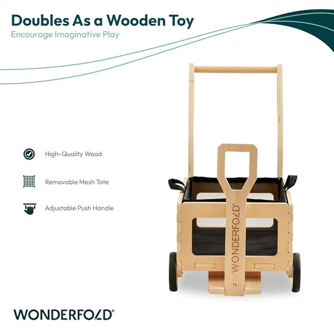 WONDERFOLD Step by Step Wagon Baby Walker - Adjustable Height Push Walker - Multifunctional Baby Walkers with Toy Storage