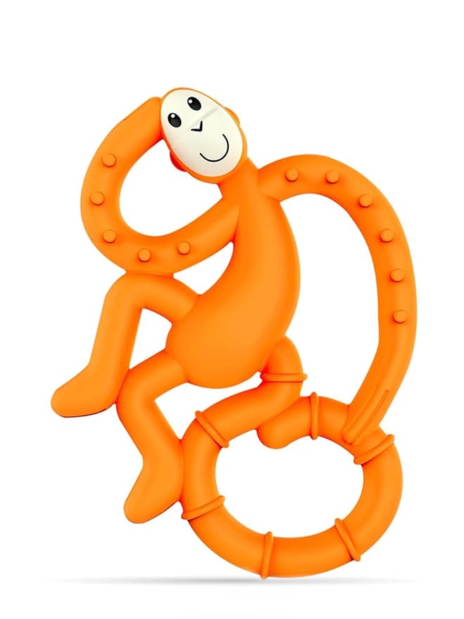Matchstick Monkey Silicone Mini Teether & Gel Applicator – Silicone Baby Teether, Easy-to-Grip, BPA-Free, Supports Self-Soothing & Early Brushing, 3 Months+, 4 Inches, Orange