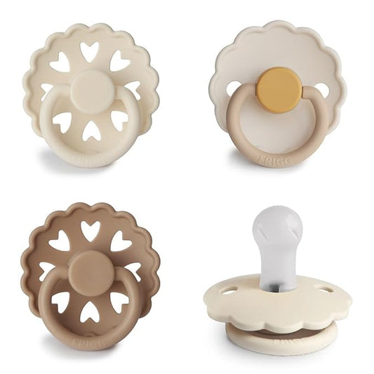 FRIGG SilkySoft Silicone Baby Pacifier 4-Pack Snowflake Dream | Made in Denmark | BPA-Free (0-6 Months)