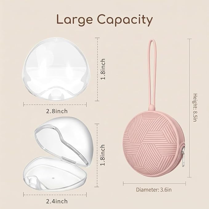 Smlpuame 4 Pack Pacifier Holder Case Set,2 Silicone Portable Pacifier Cover Pouch Bag for Diaper Bags Baby Carriage with 2 Transparent Pacifier Storage Container Box,Easy to Clean,Boho(Green+Pink)