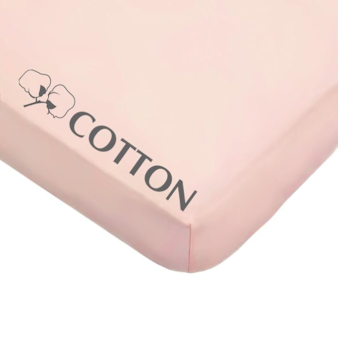 American Baby Company 100% Natural Cotton Fitted Pack and Play Sheet 39" x 27" - Soft & Breathable Pack N Play Sheet for Playpen, Playard & Mini Crib Mattress, Blush, for Boys & Girls
