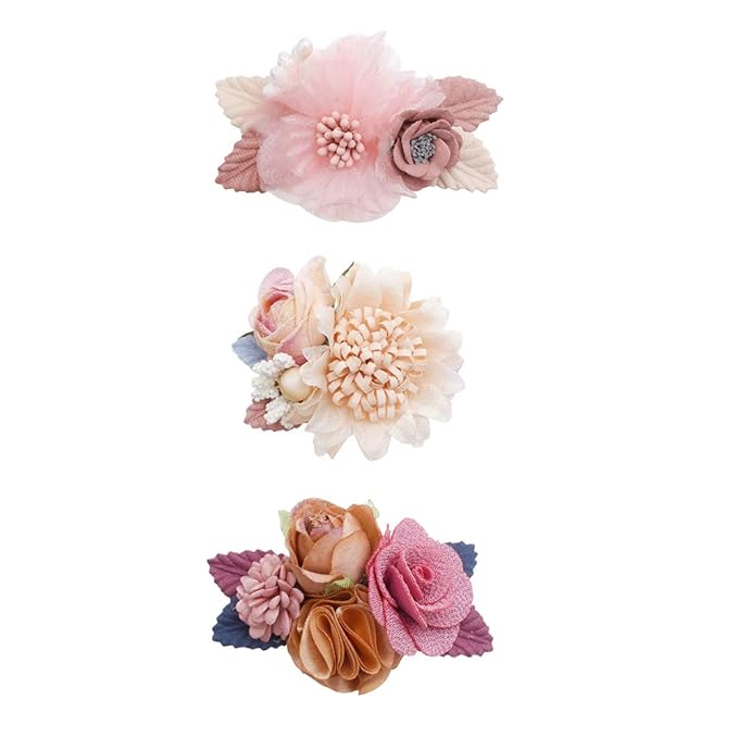 Flower Hair Clips Set-Cherrboll 3pcs Floral Hair Bow Accessories for Baby Girl Toddles Teen Gifts