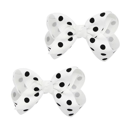 Grosgrain Ribbon Polka Dot Hair Bow Baby Girls Polka Dot Hair Clips Infant Toddler (white)