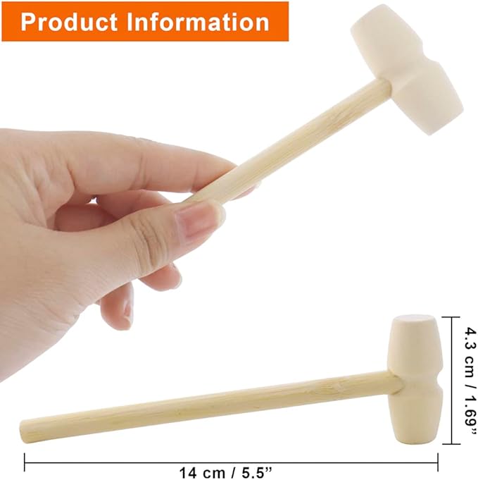 NODG 20 Pcs Mini Wooden Hammer Solid Crab Lobster Mallet Small Shell Wood Cracker Hardwood Pounding Toy for Breakable Heart Cracking Seafood Chocolate Kids