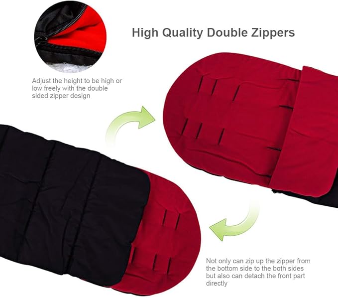 Universal Waterproof Baby Stroller Footmuff, Warm Winter Baby Bunting Stroller Cover with Dual Zipper, 3-Season Toddler Stroller Blanket for Cold Weather, Fit Infants Toddlers, Stroller(Red)