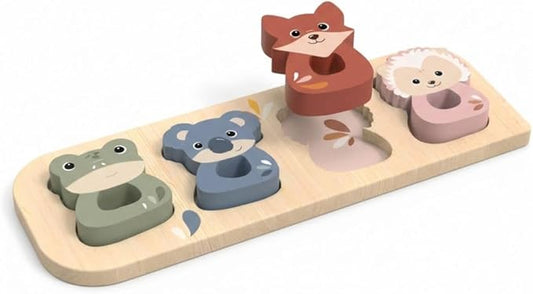 SPEEDY MONKEY Wooden Animal Puzzle for Toddlers 12m+ | Educational Animal Shape Sorter Puzzle | Colorful Sorting Play Baby Toy | Fine Motor & Cognitive Learning Toy for Kids & Preschoolers