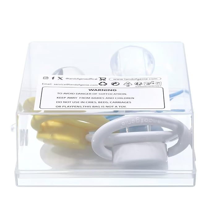 Landofgenie Large Shield Adult Size Pacifiers Set Butterfly Shaped Cutie Pacifier 3 Pack - White+Blue+Yellow