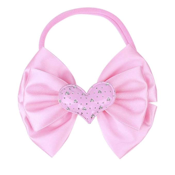 Love Heart Bow Headband for Baby Girls Valentines Hair Band Hair Accessories for Toddler TSFD23 (Pink 2 Layers Bow, One Size)
