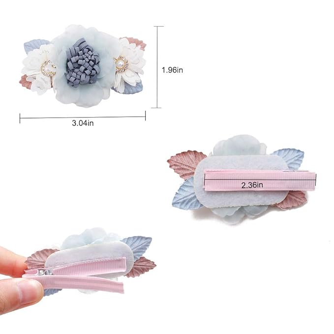 Flower Hair Clips Set-Cherrboll 3pcs Floral Hair Bow Accessories for Baby Girl Toddles Teen Gifts