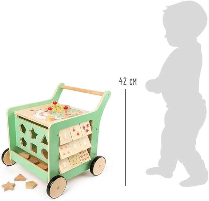 Small Foot Wooden Toys Premium Pastel Wooden Baby Walker and playcenter Move it! Designed for Toddlers 12+ Months, Multi (10947)