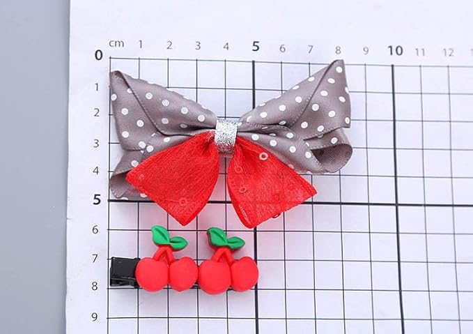 Strawberry Snap Clips Baby Girls Fruit Hair Bow Clips Strawberry Hair Ring Tie BBW24 (Set-H)