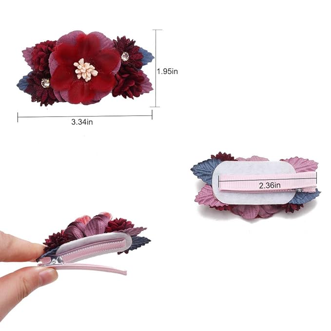 Flower Hair Clips Set-Cherrboll 3pcs Floral Hair Bow Accessories for Baby Girl Toddles Teen Gifts
