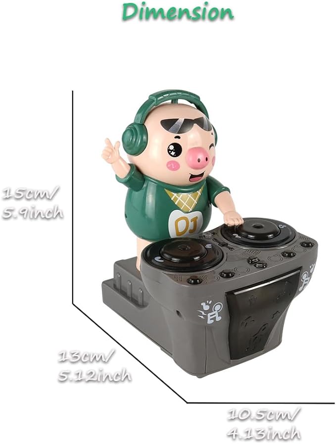 Miracland DJ Pig - Funny Musical Toy for Toddlers, Scratch DJing Dancing Piggy With Dynamic Music and Colorful Lights