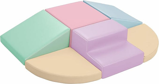Hoohtoot Foam Climbing Blocks for Toddlers: 6-Piece Soft PU Leather Set - Indoor Climbing and Crawling Toys - Baby Play Gym - Kids Learning Play Structure for Preschool