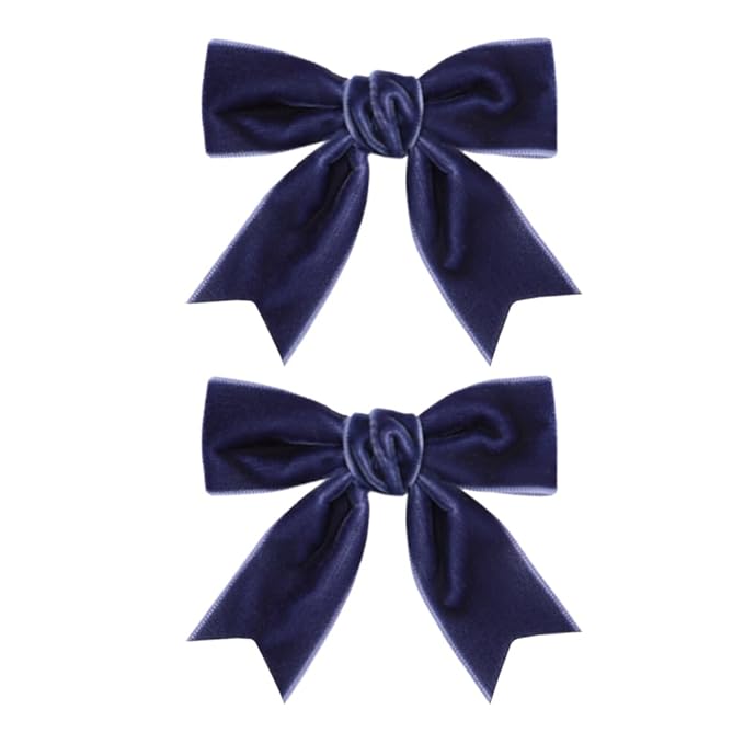 2 Pcs Cute Navy Blue Velvet Hair Bow Clips 3" Bowknot Alligator Clip Barrettes Hairpins for Girl Kids Accessories