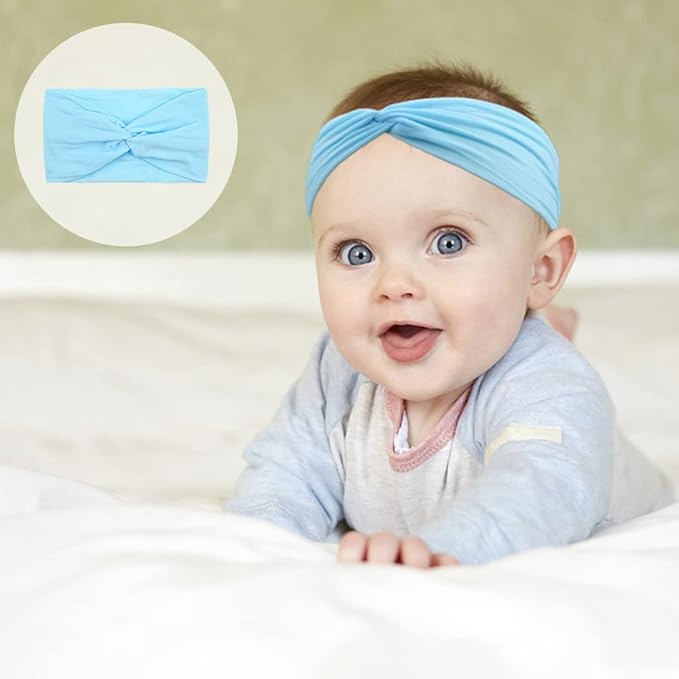 15PCS Baby Nylon Headbands 5 inches Handmade Cross Elastic Headbands for Baby Girls Newborn Infant Toddlers Kids