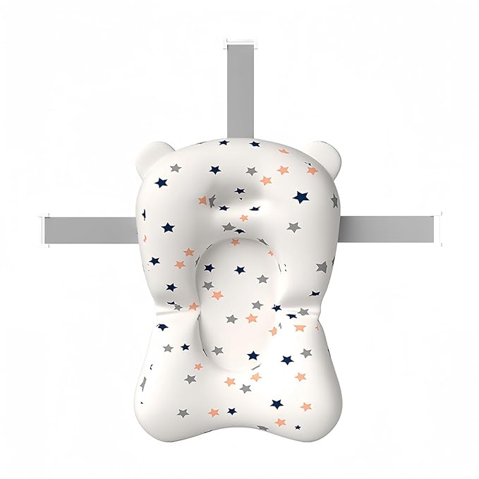 Baby Bath Support Cushion Soft Shower Bath Mat Adjustable Nonslip Newborn Toddler Bath Cushion for Baby 0-12 Months（White）