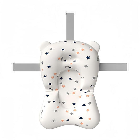 Baby Bath Support Cushion Soft Shower Bath Mat Adjustable Nonslip Newborn Toddler Bath Cushion for Baby 0-12 Months（White）