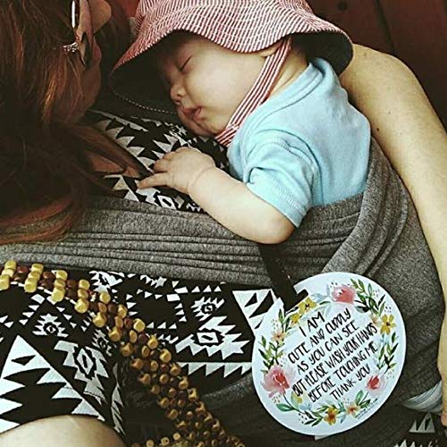 Three Little Tots Two Pack - Cute Flower Themed No Touching Baby Car Seat and Stroller Signs - CPSIA Safety Tested