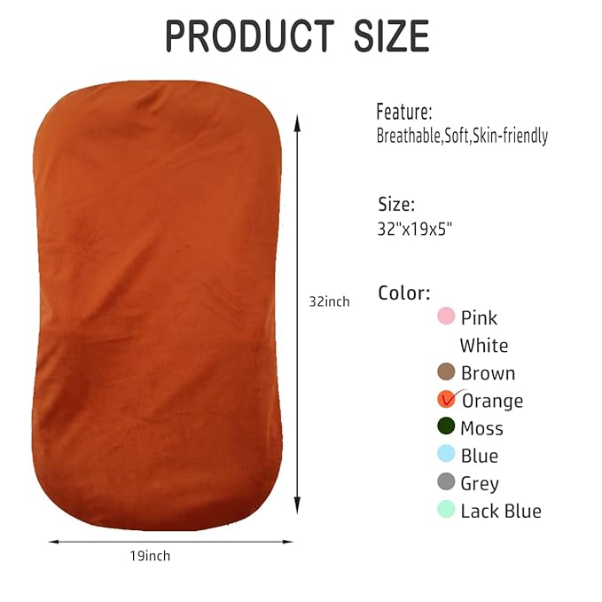 Baby Lounger - Snuggle Cozy Me Infant Lounger for Newborn 0-12 Months, Flannel Cover，Portable Breathable & Soft Baby Nest Lounger for Home and Travel - Orange