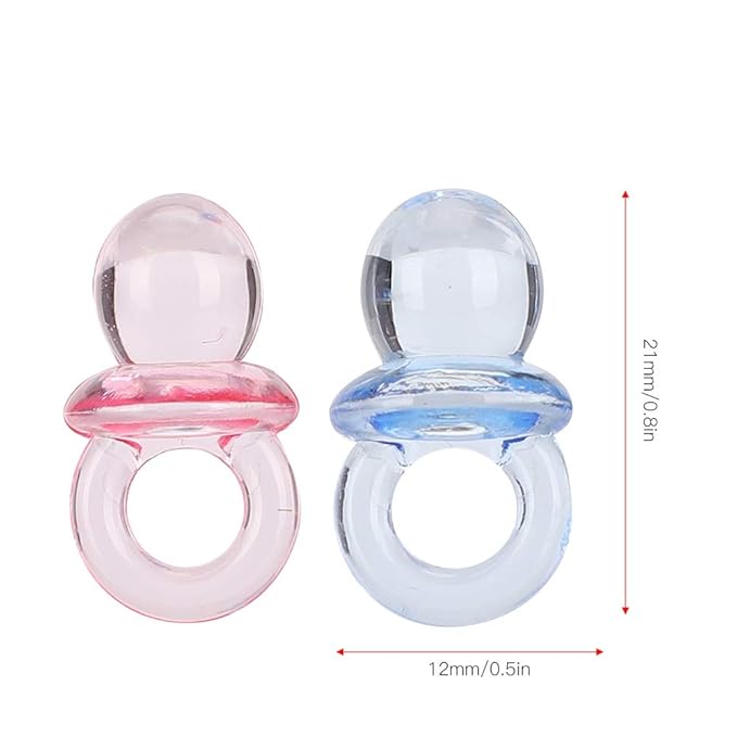 Acrylic Baby Pacifier, 100Pcs Color Baby Pacifiers, Mini Acrylic Pacifier for Baby Shower Decorations, Table Scatter, Party Favors, Games & Activities (Transparent Color Mixing)