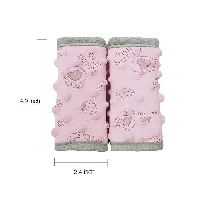 DODO NICI car seat Strap Cover for Baby, seat Belt Cover Cushion, Belt Pads fit Baby Carrier/Pushchair/Stroller, Cozy Peace Dotted Minky, Pink