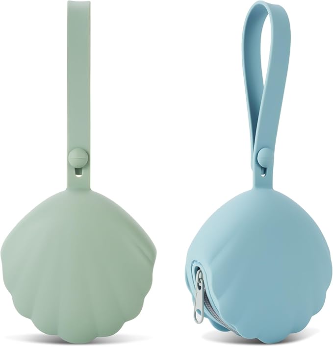 Silicone Pacifier Holder Case, Portable Leakproof Design Baby Pacifier Storage Case, BPA Free, Easy Clean, 2 Pack (Ether+Sage)