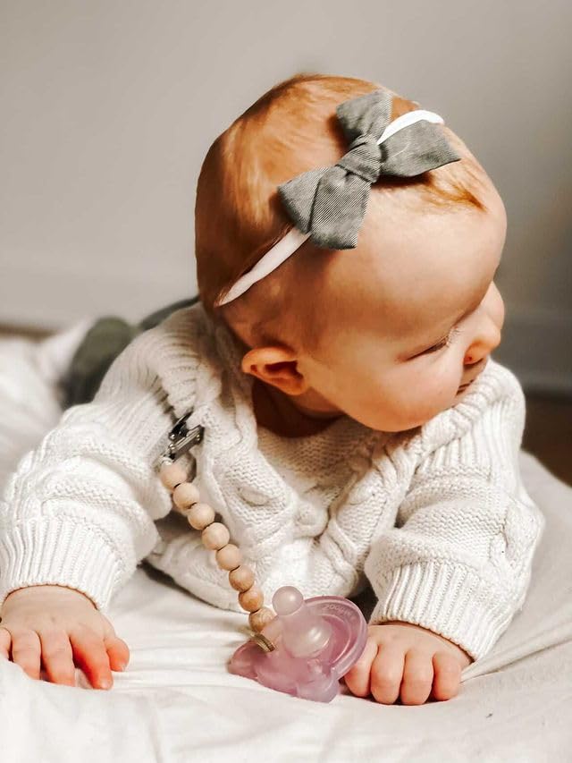 Ali+Oli Silicone Pacifier Clip for Baby (All Wood) 100% Food-Grade BPA Free Newborn Pacifier Holder Infant Binky Clip for Baby Boy or Girl
