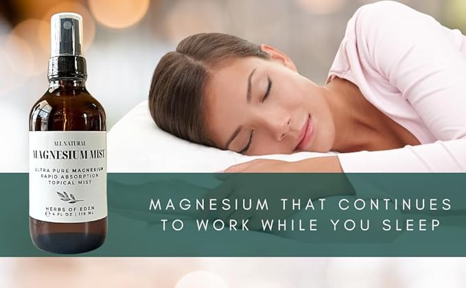 Herbs of Eden | Pure Magnesium Body Mist Extra Strength | Organic Topical Spray Rapid Absorption Promote Calm Deep Sleep For Sore Achy Cramped Muscles and Leg Discomfort (Aromatherapy Blend)