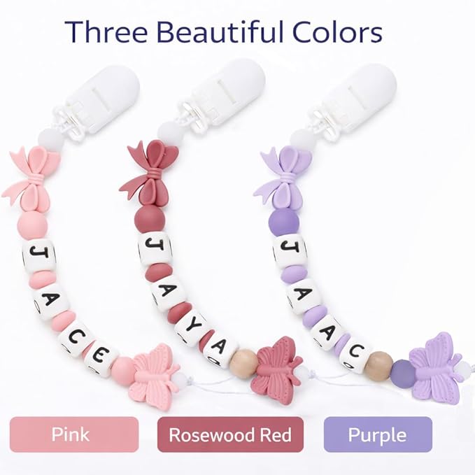 Custom Pacifier Clip with Name Baby Shower Gift for Girl Personalized Pacifier Holder
