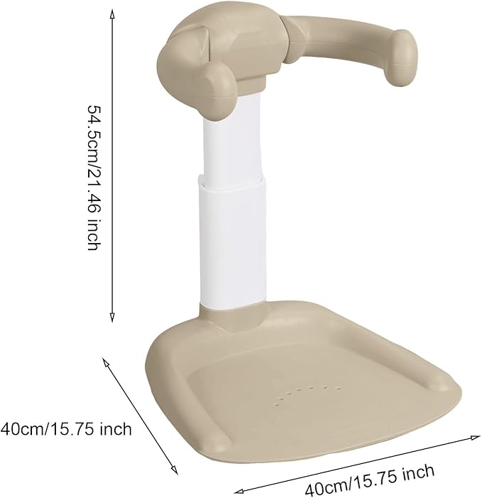 Baby Shower Stand, Adjustable Baby Bath Stand with Armrest, Foldable Baby Bath Support with Shower Head Holder, Shower Standing Support for Infants, Baby Bath Seat, Baby Shower Station Khaki