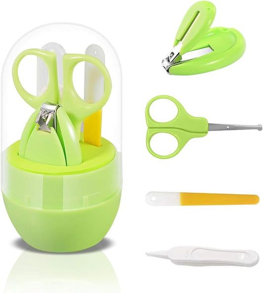 SONARIN Transparent Lid Baby Nail Kit,4-in-1 Baby Grooming Kit,with Baby Nail Clippers,Scissor,Nail File&Tweezer,Baby Nail Care Kit for Newborn,Infant or Toddler(Light Green)
